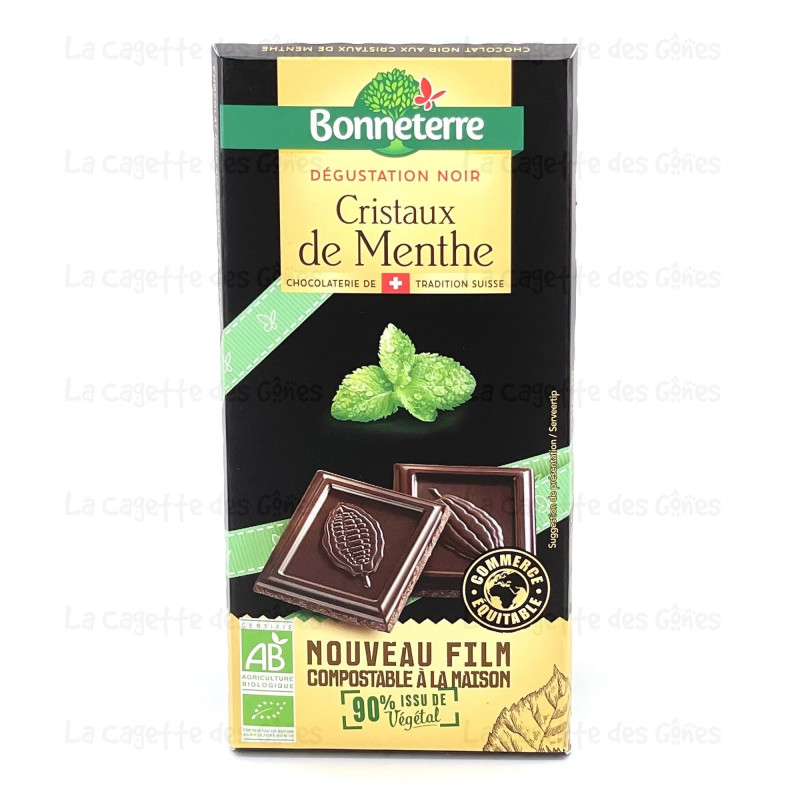 CHOCOLAT DEGUSTATION NOIR CRISTAUX DE MENTHE