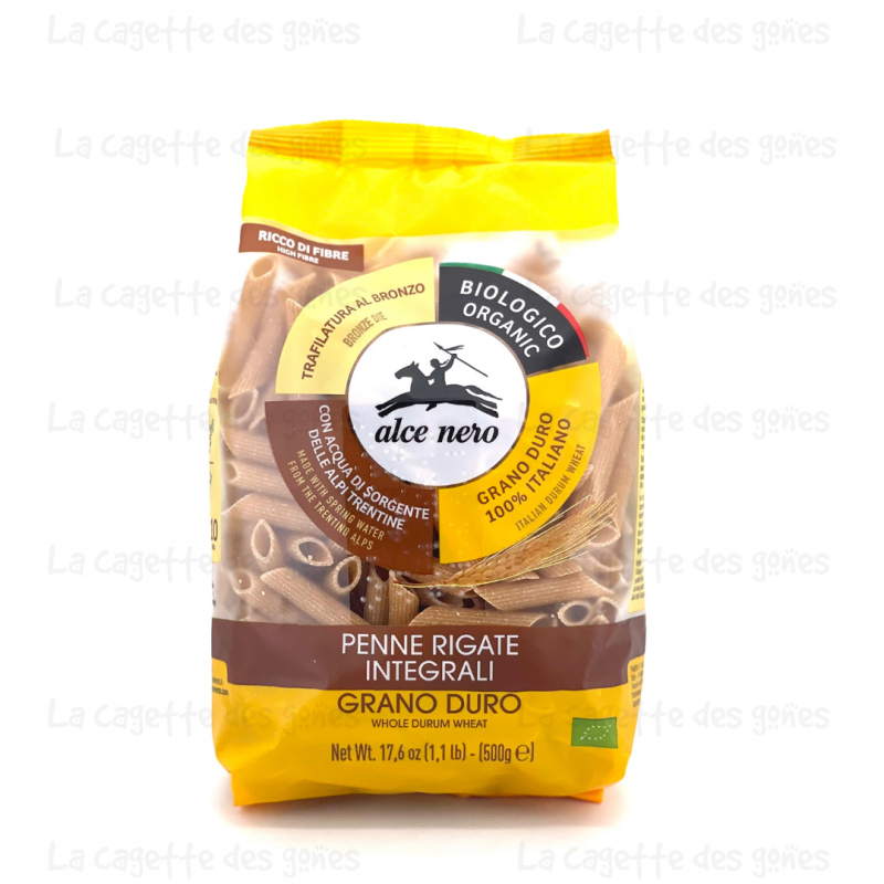 Penne rigate integrali - 500g - ALCE NERO