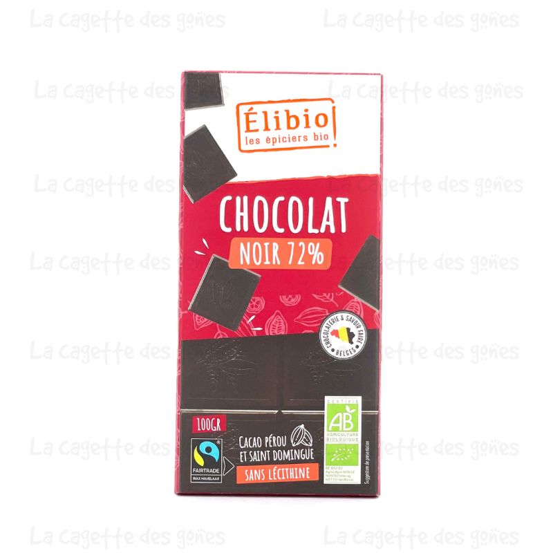 Tablette Chocolat Noir Bio 72% 100g - Elibio