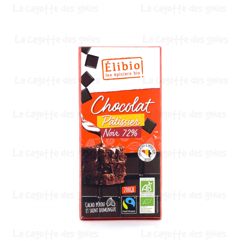 Tablette Chocolat Noir Bio 72% Dessert 200g - Elibio