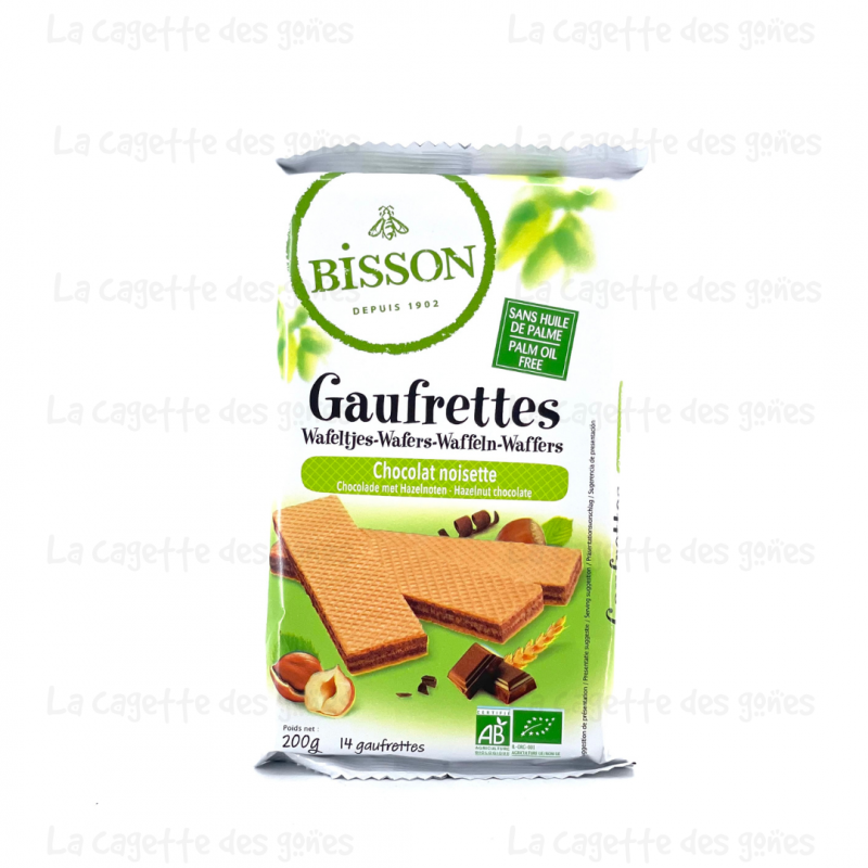 BISSON GAUFRETTES CHOCOLAT NOISETTE BIO, 200G