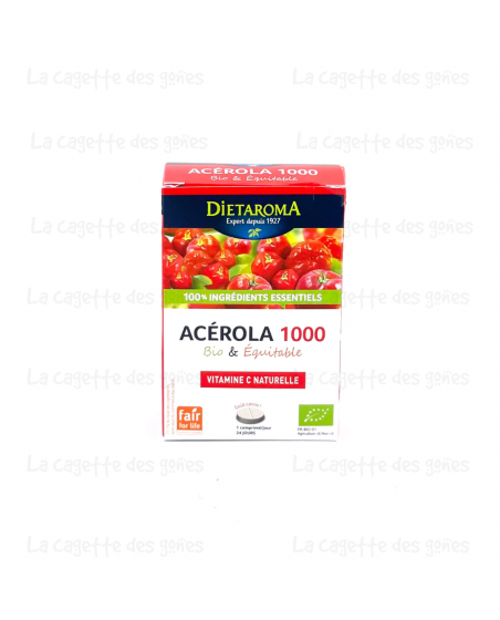 Pilulier Acerola 1000 Équitable Goût Cassis 60 Comprimés - Dietaroma