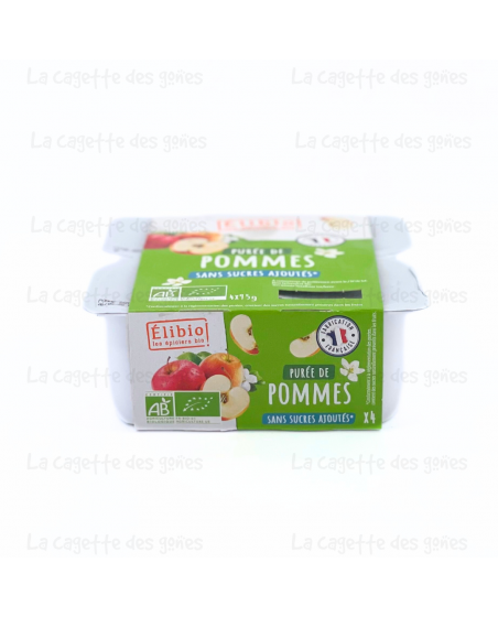 Purée de Pomme Bio Sans Sucres Ajoutés - Coupelles 4x95g - Elibio