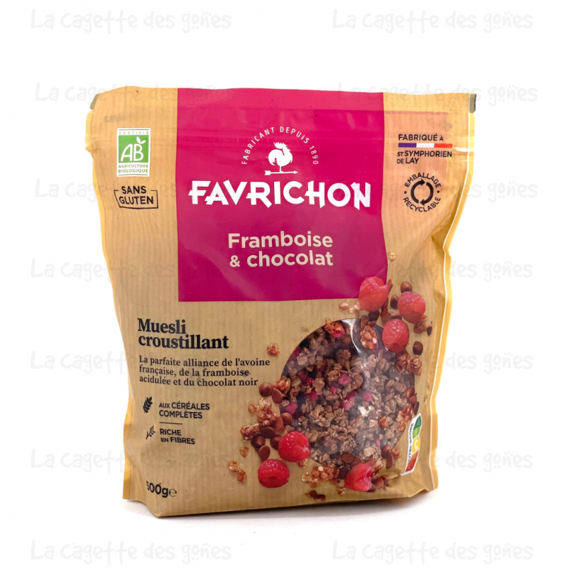 Muesli Croustillant Framboise & Chocolat 500g - Favrichon