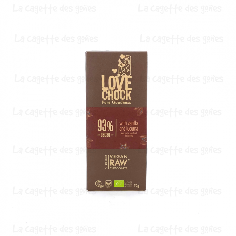 Tablette 93% Cacao Vanille & Lucuma - Love Chock