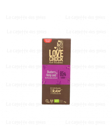 Tablette Myrtille & Graines de Chanvre - 85% de Cacao - Love Chock