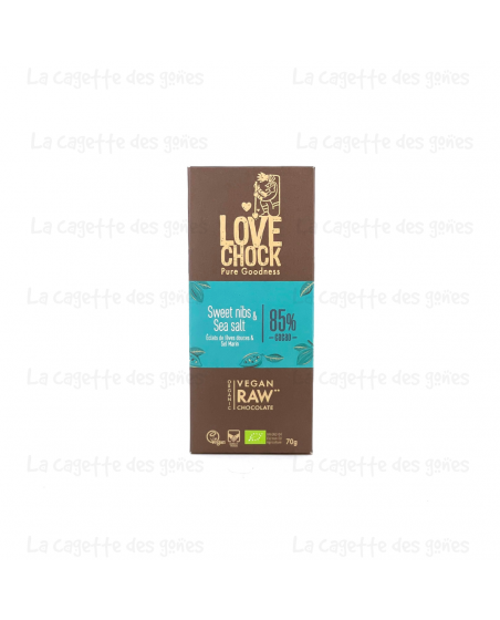 Tablette Éclats de Fèves Douces & Sel Marin - 85 % de Cacao - Love Chock