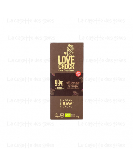 Tablette de Chocolat Cru Noir Intense 99% - 70g - Lovechock